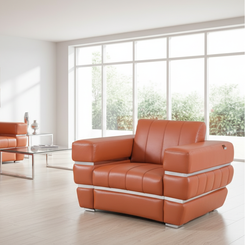 48" Italian Leather Contemporary Club Chair