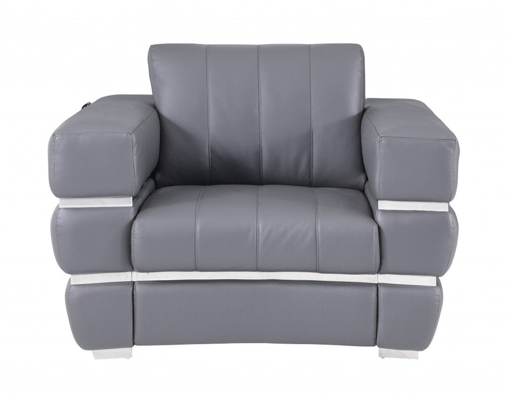 48" Italian Leather Contemporary Club Chair