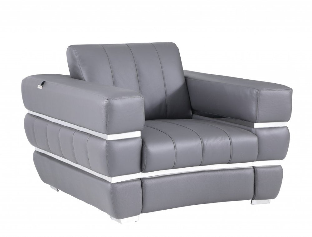 48" Italian Leather Contemporary Club Chair