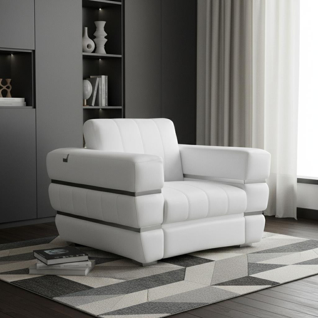 48" Italian Leather Contemporary Club Chair