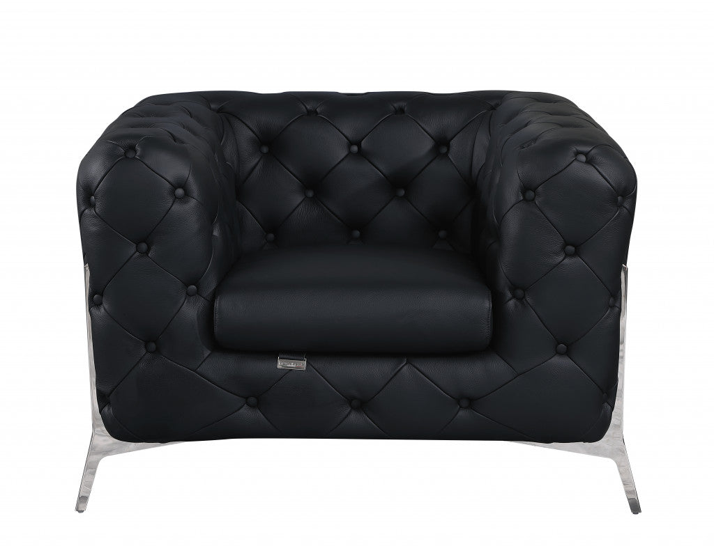 45" Modern Italian Leather Chesterfield Chair