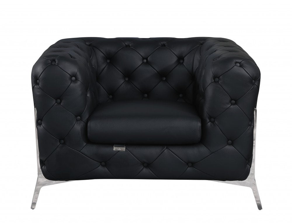 45" Modern Italian Leather Chesterfield Club Chair