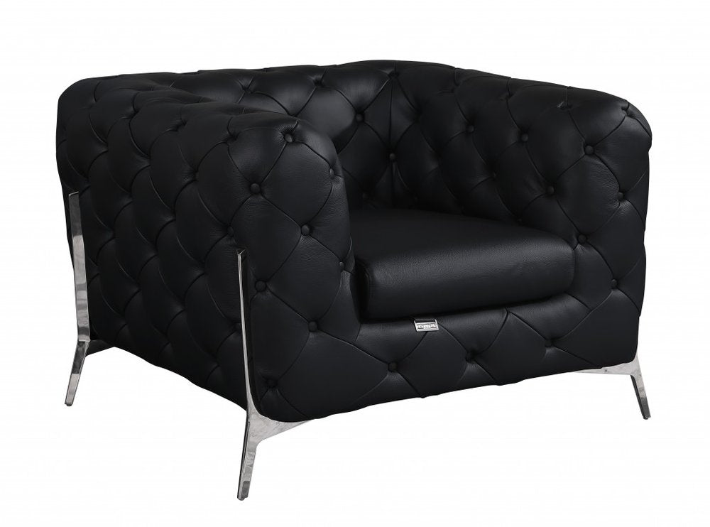 45" Modern Italian Leather Chesterfield Club Chair