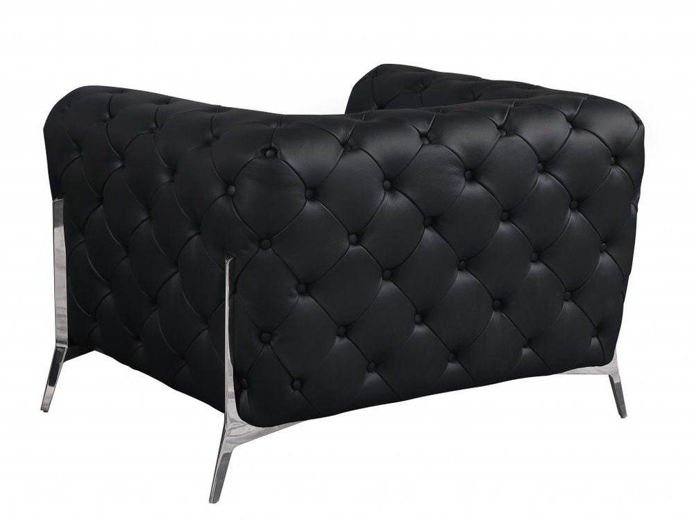 45" Modern Italian Leather Chesterfield Club Chair