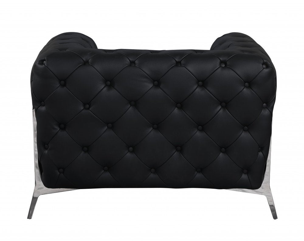 45" Modern Italian Leather Chesterfield Club Chair