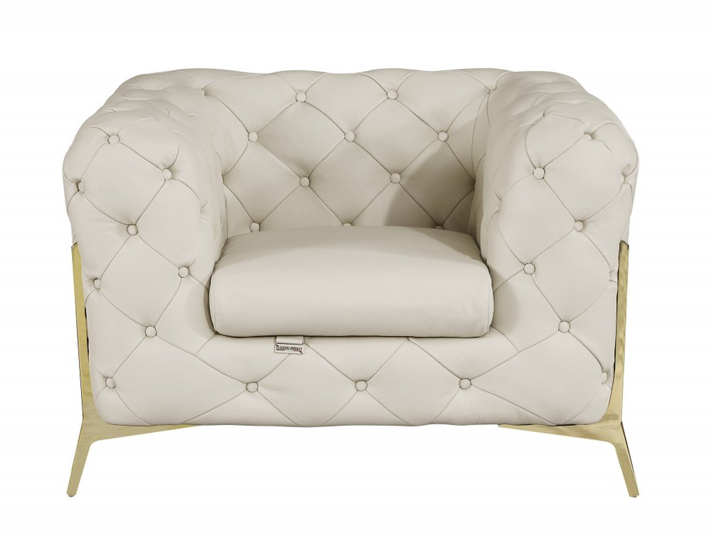 45" Modern Italian Leather Chesterfield Club Chair