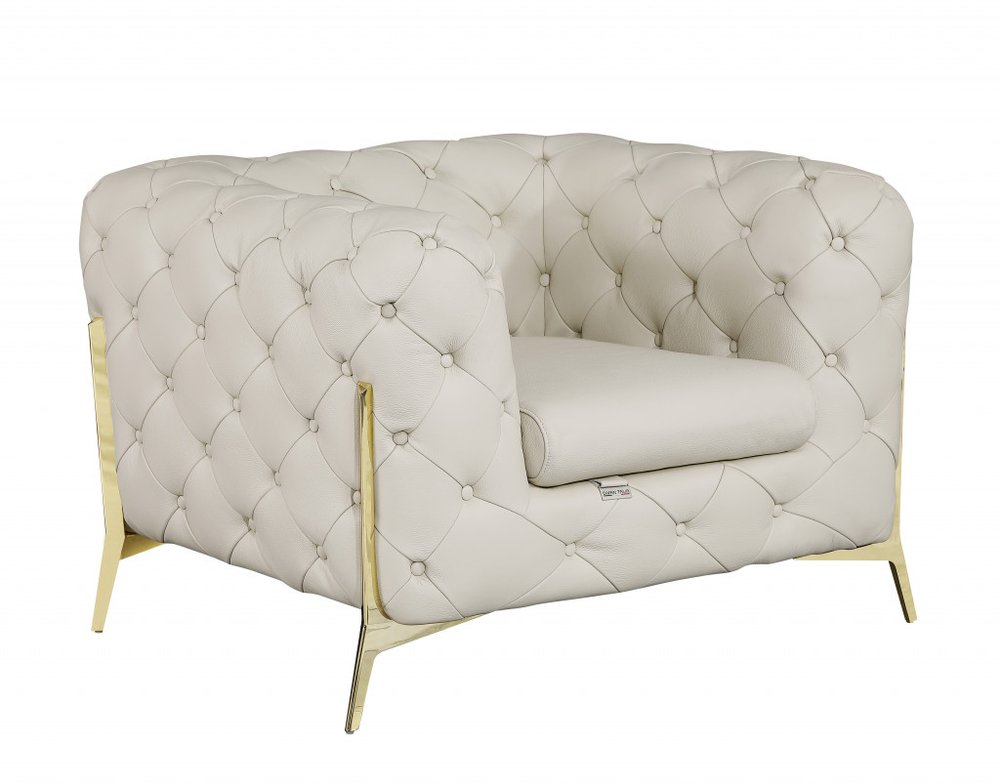 45" Modern Italian Leather Chesterfield Club Chair