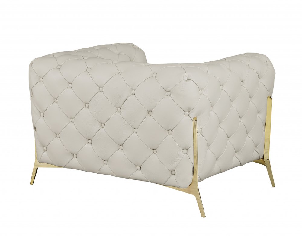 45" Modern Italian Leather Chesterfield Club Chair