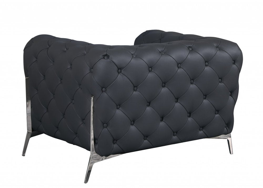 45" Modern Italian Leather Chesterfield Club Chair