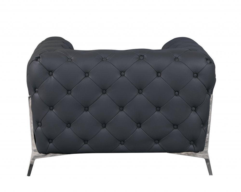 45" Modern Italian Leather Chesterfield Club Chair