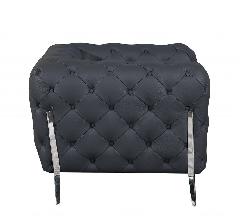 45" Modern Italian Leather Chesterfield Club Chair