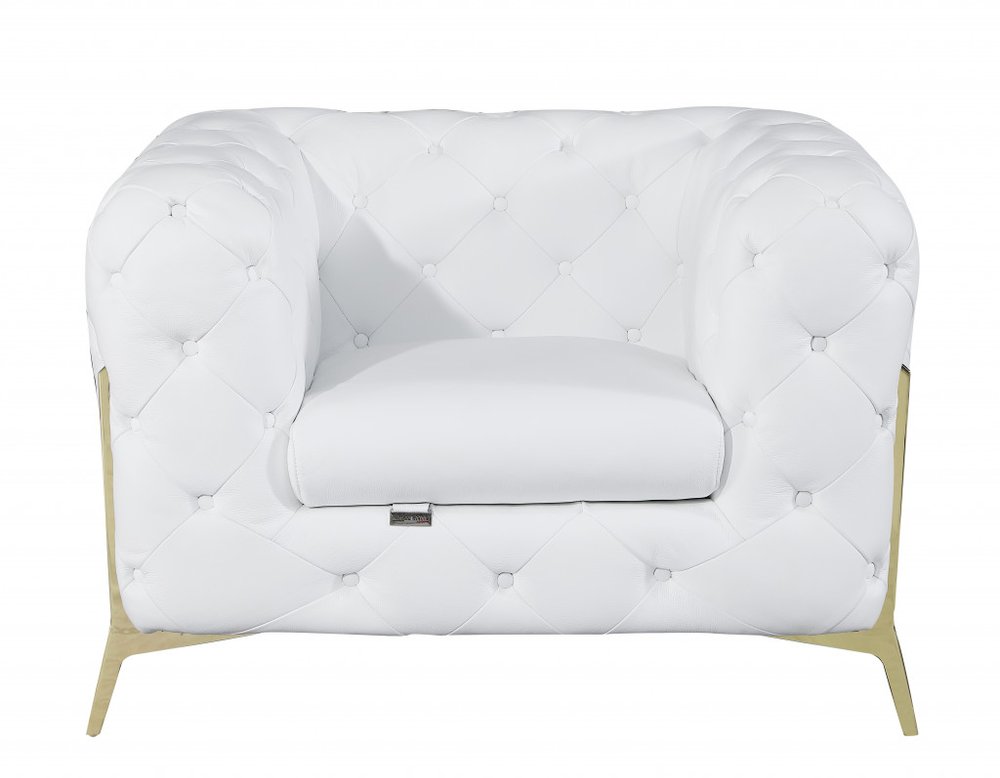 45" Modern Italian Leather Chesterfield Club Chair