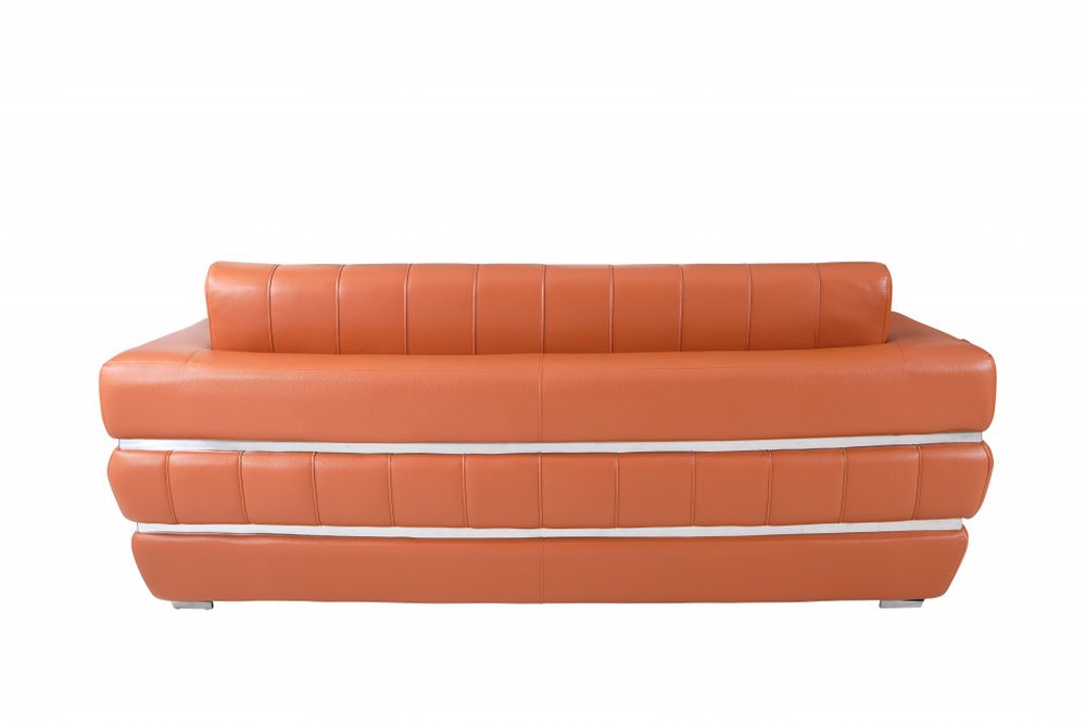 89" Italian Leather Contemporary Sofa