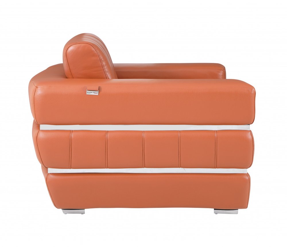 89" Italian Leather Contemporary Sofa