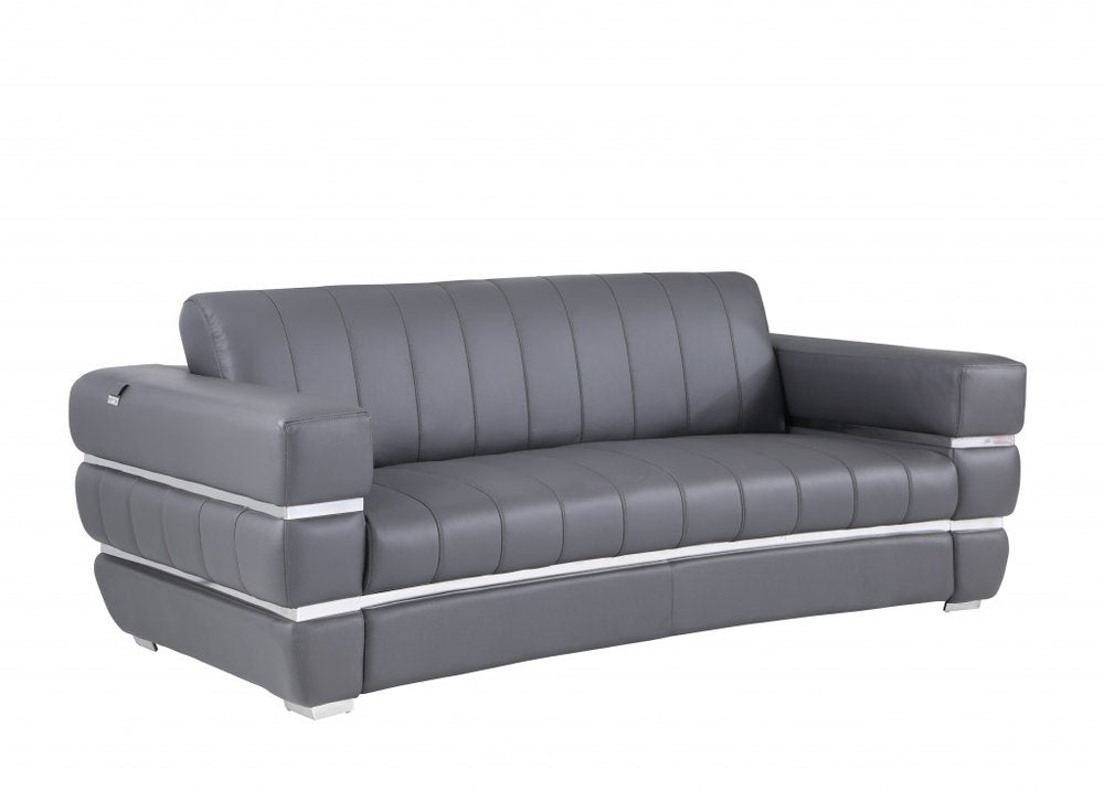 89" Italian Leather Contemporary Sofa