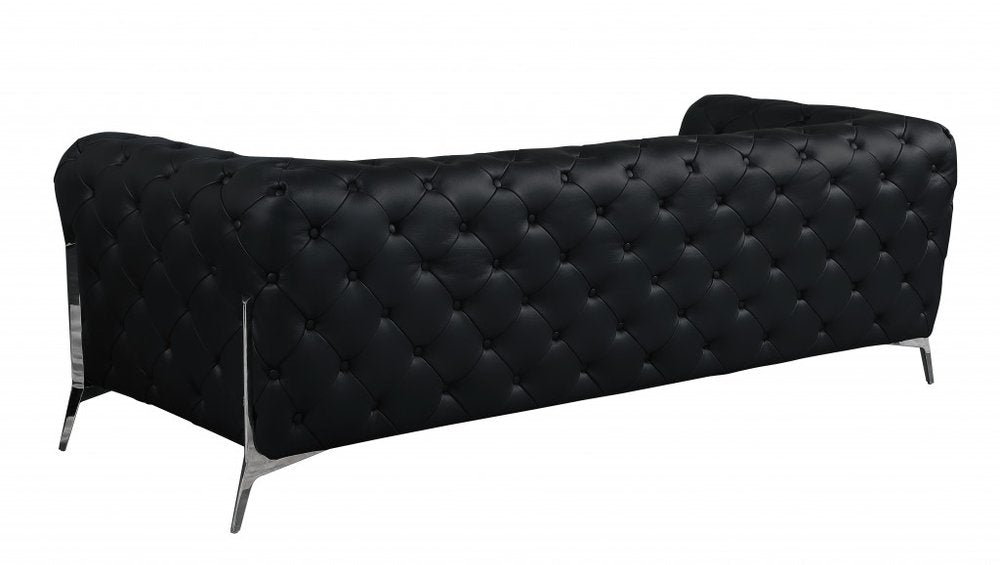 93" Modern Italian Leather Chesterfield Sofa