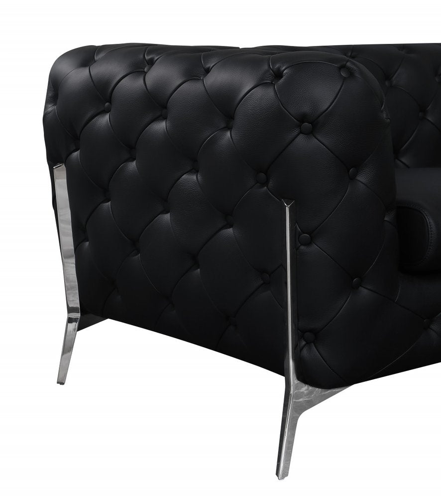 93" Modern Italian Leather Chesterfield Sofa