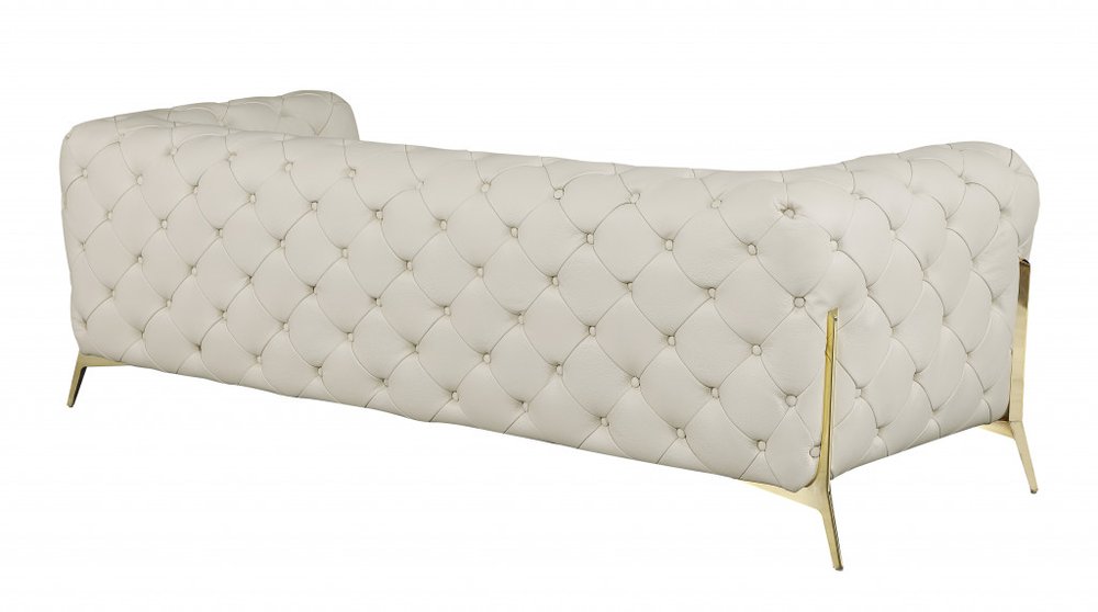 93" Modern Italian Leather Chesterfield Sofa