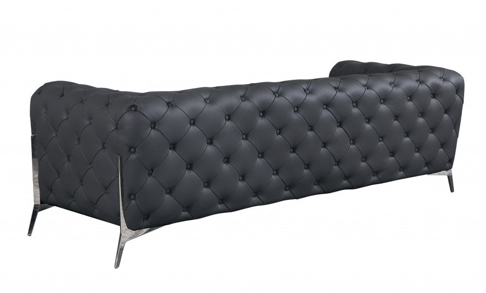 93" Modern Italian Leather Chesterfield Sofa