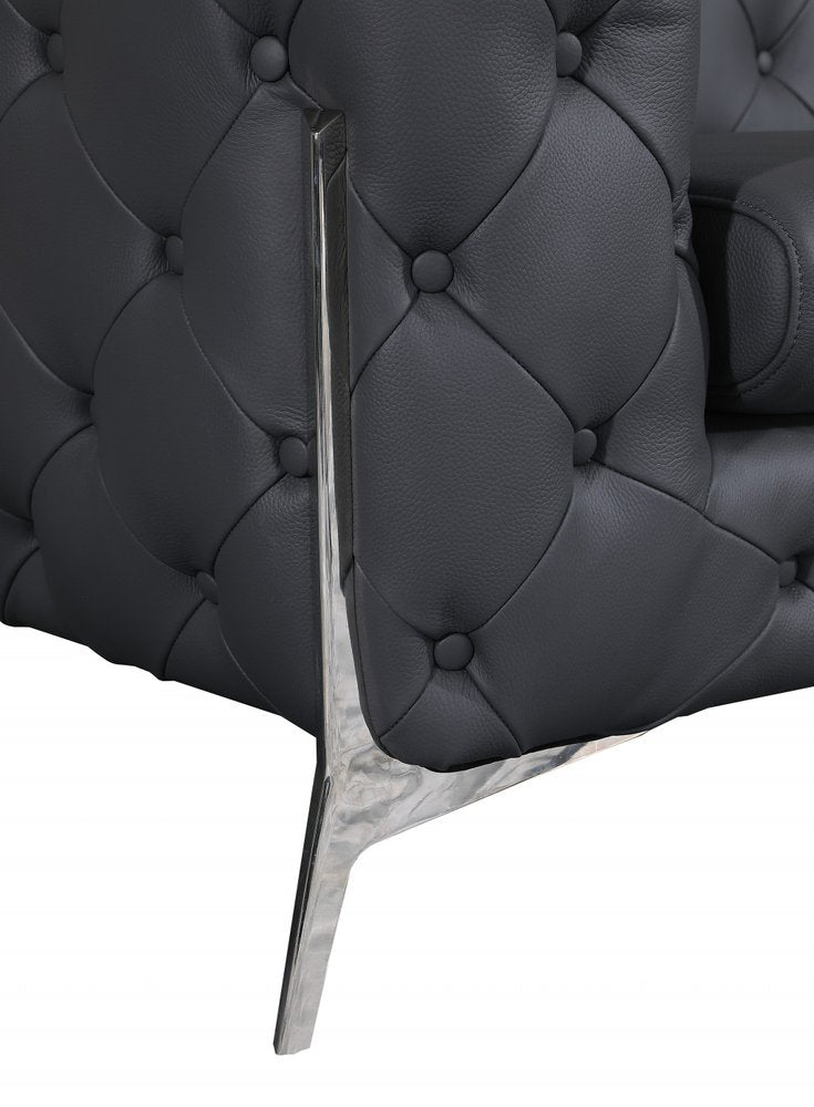 93" Modern Italian Leather Chesterfield Sofa