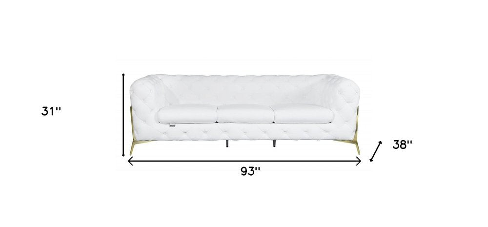93" Modern Italian Leather Chesterfield Sofa