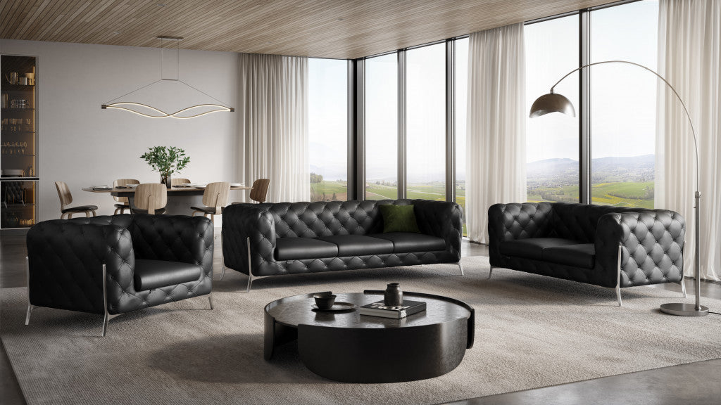 3 Piece Top-Grain Italian Leather 6-Seat Sofa Set