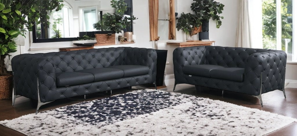 2 Piece Top-Grain Italian Leather 5-Seat Sofa Set