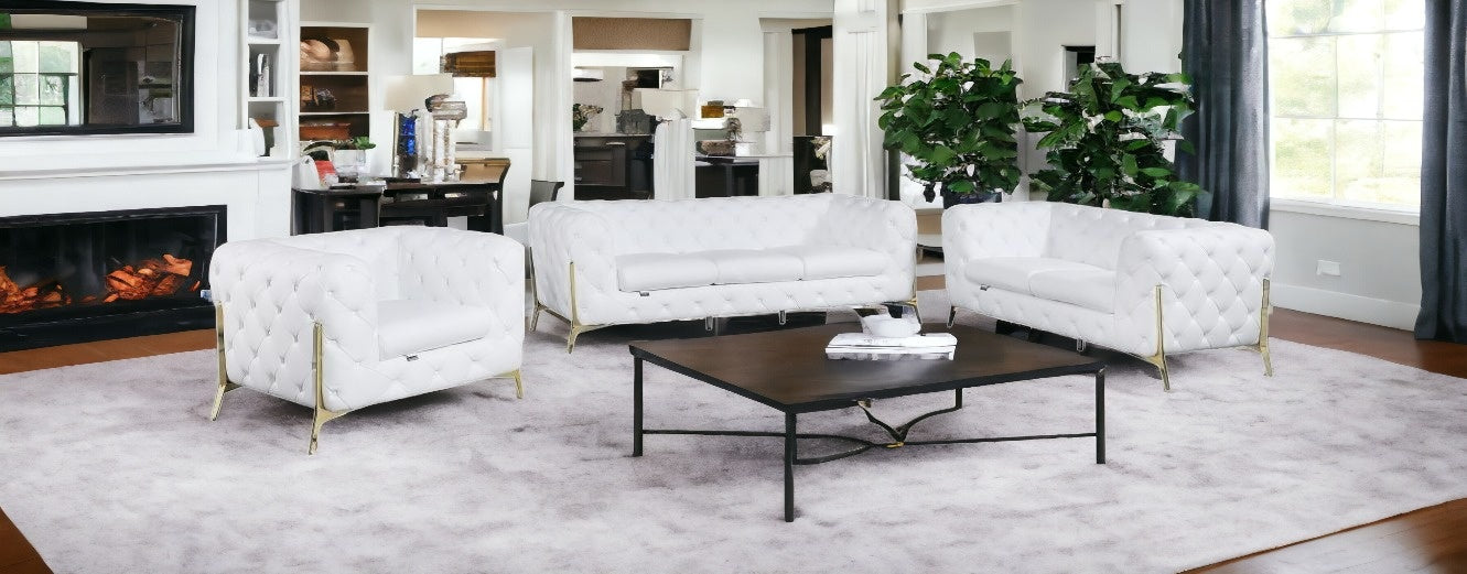 3 Piece Top-Grain Italian Leather 6-Seat Sofa Set