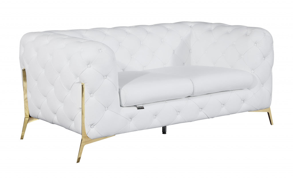 69" Modern Italian Leather Chesterfield Loveseat