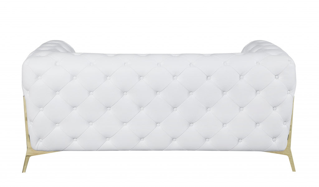 69" Modern Italian Leather Chesterfield Loveseat