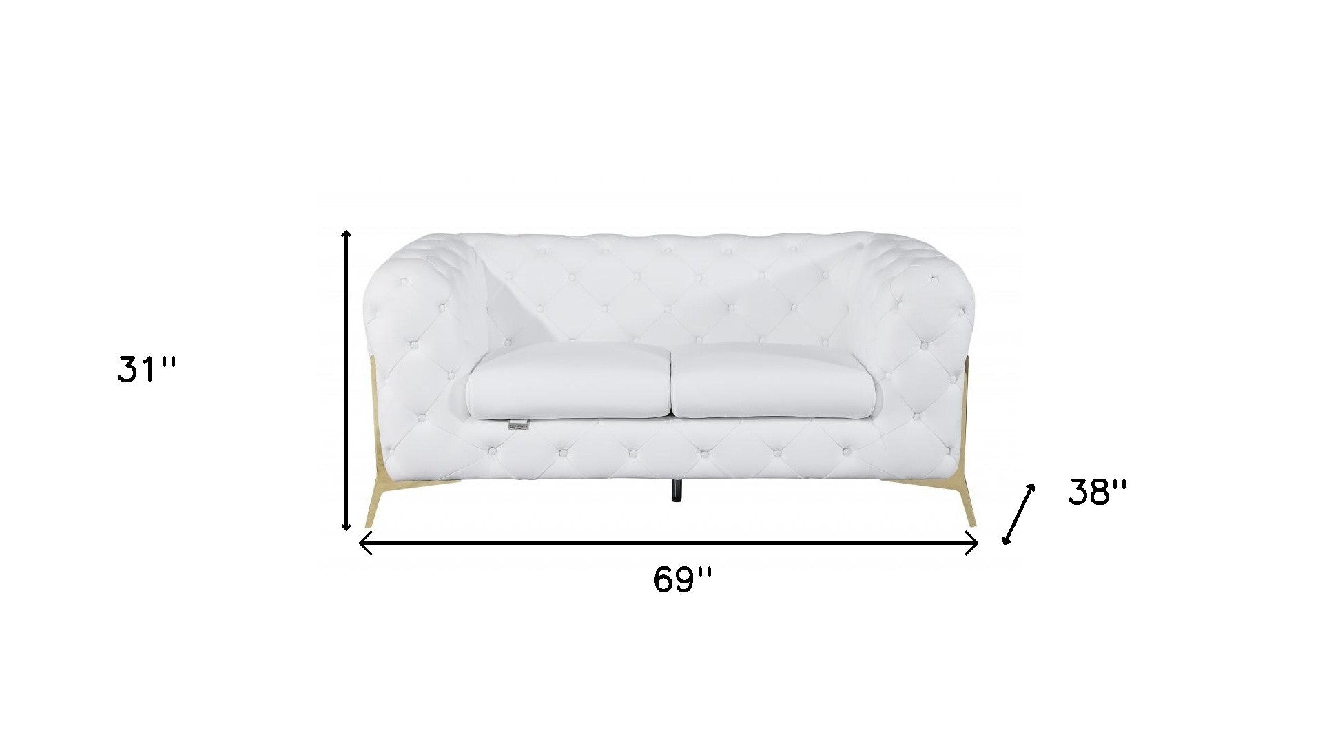 69" Modern Italian Leather Chesterfield Loveseat