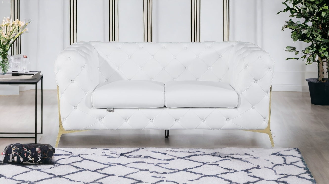 69" Modern Italian Leather Chesterfield Loveseat