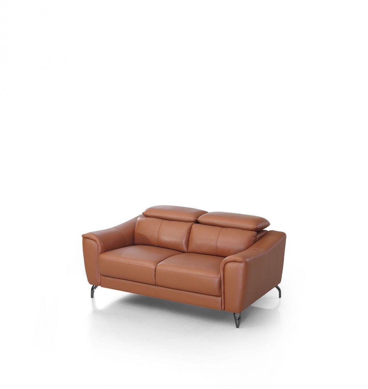 65" Brown Contemporary Leather Loveseat with Adjustable Headrest