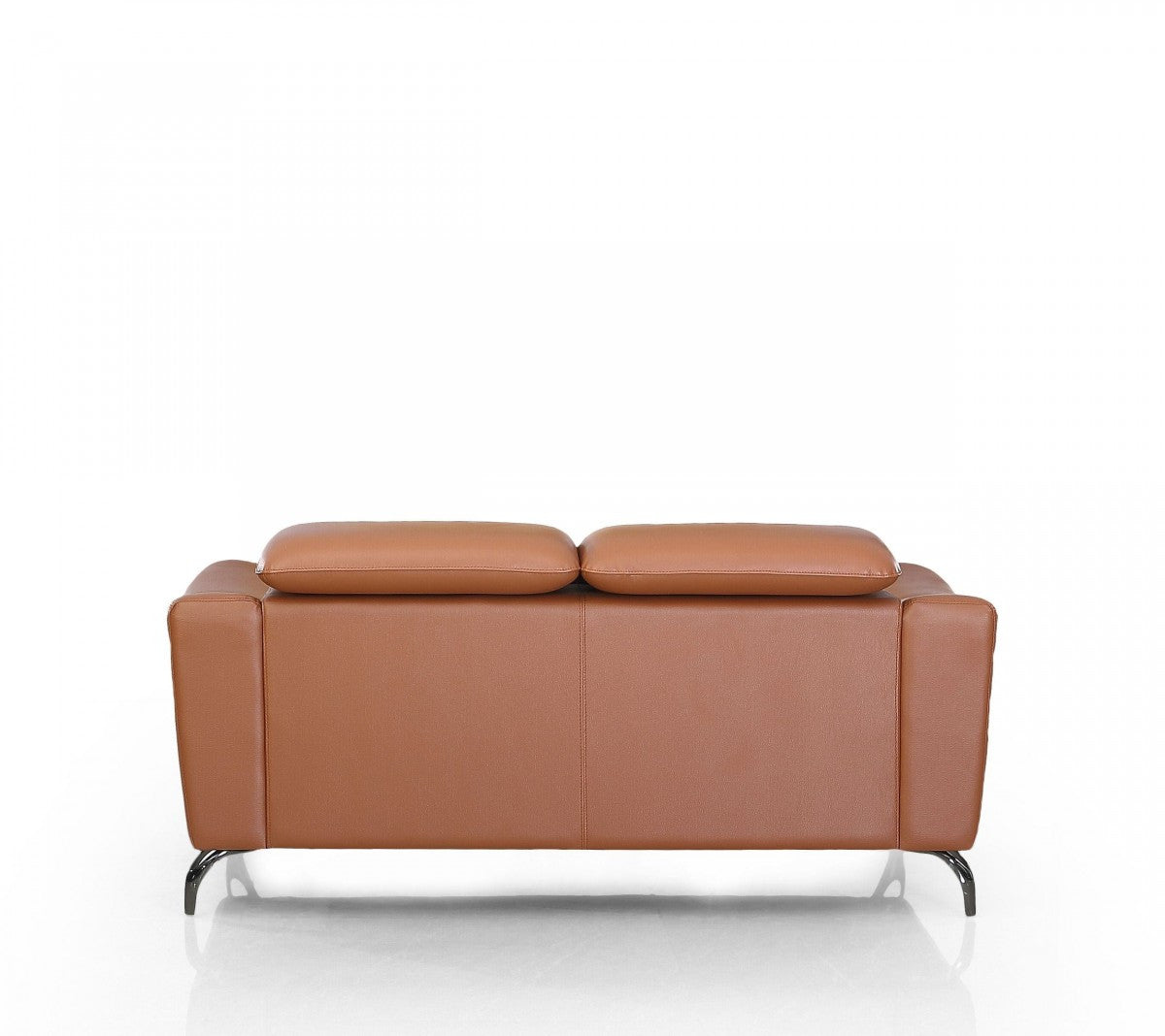 65" Brown Contemporary Leather Loveseat with Adjustable Headrest