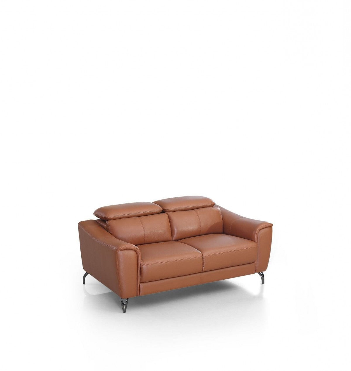 65" Brown Contemporary Leather Loveseat with Adjustable Headrest