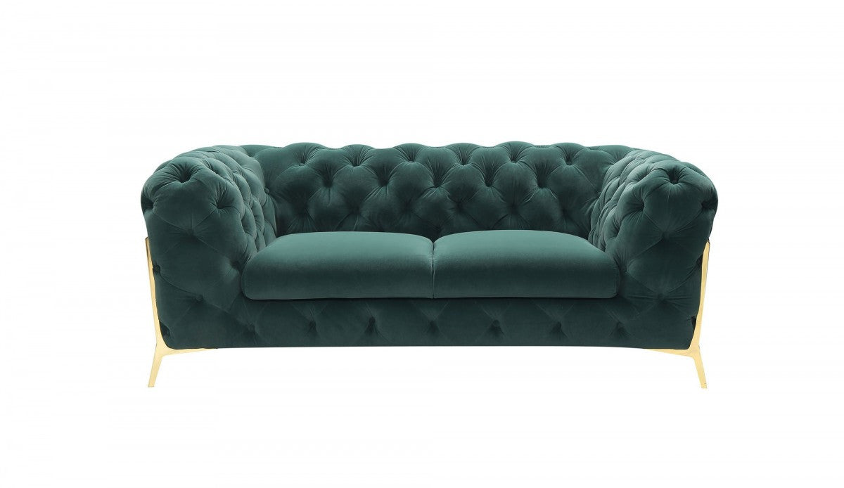 74" Velvet Tufted Modern Chesterfield Loveseat