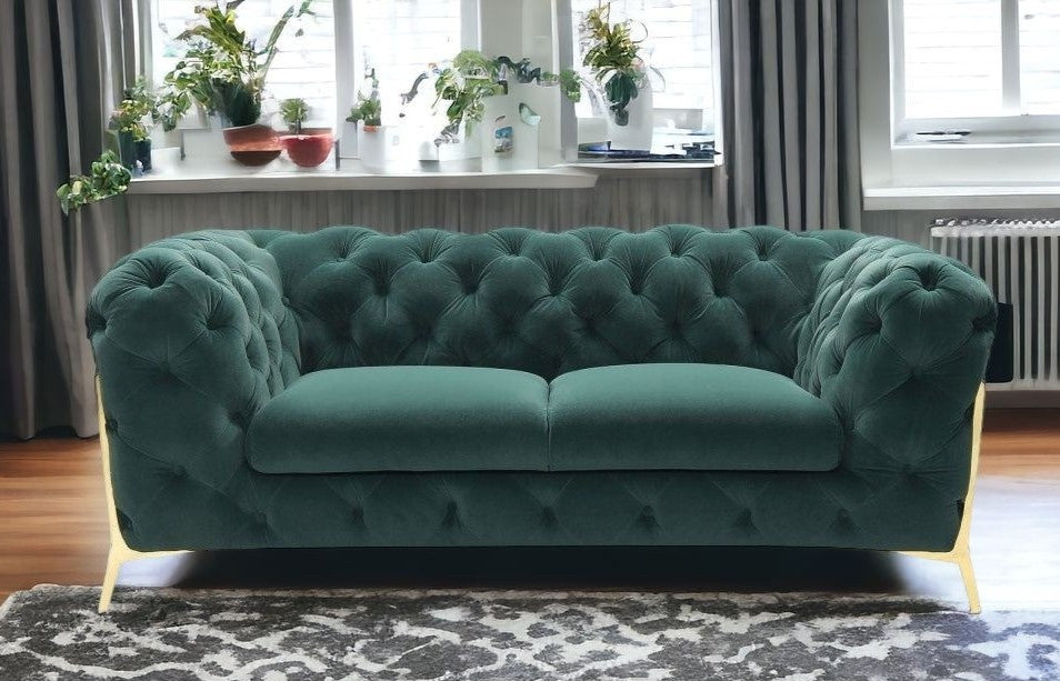 74" Velvet Tufted Modern Chesterfield Loveseat