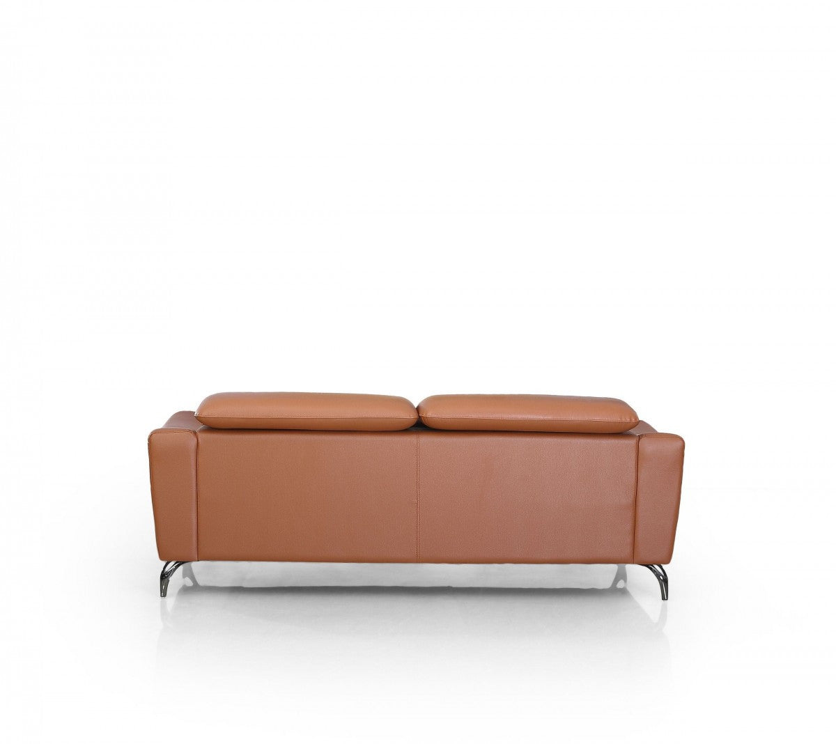 80" Brown Contemporary Leather Sofa with Adjustable Headrest