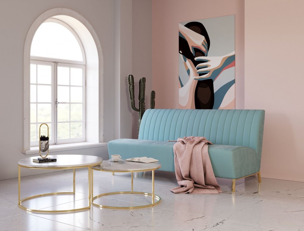 71" Light Gray Velvet Channel Tufted Slipper Sofa