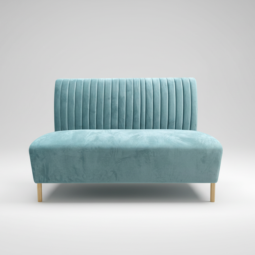 71" Light Gray Velvet Channel Tufted Slipper Sofa