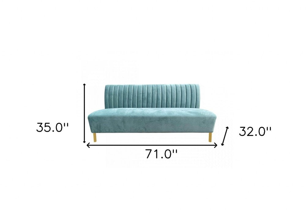 71" Light Gray Velvet Channel Tufted Slipper Sofa