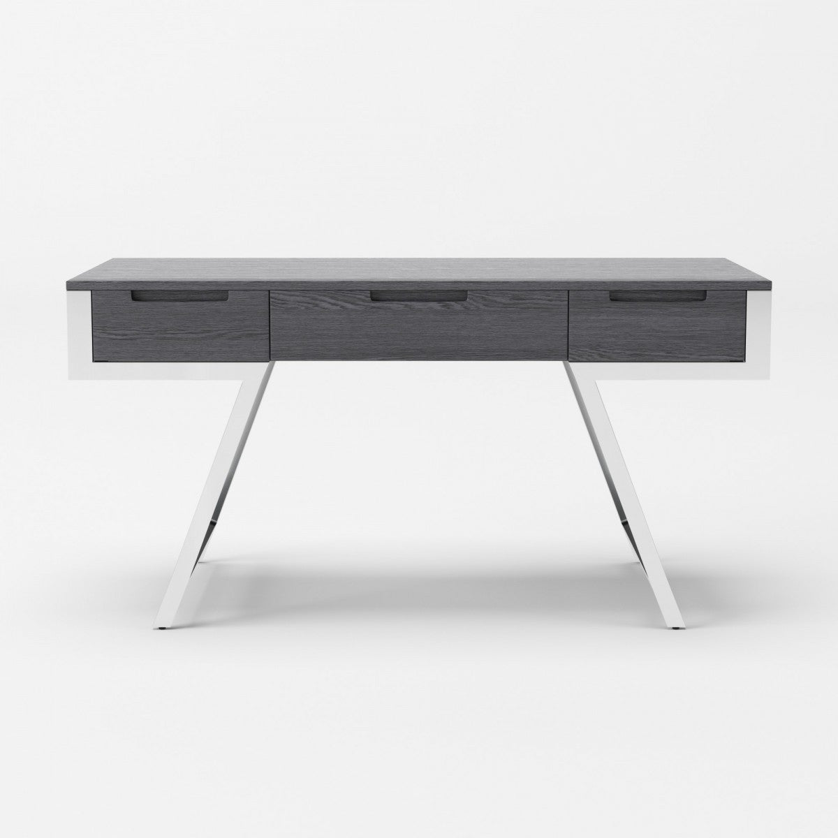 63" Gray and Chrome Writing Desk