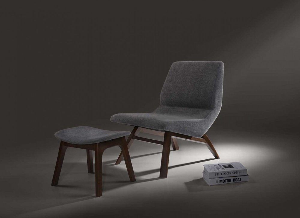 22" Gray Contemporary Lounge Slipper Chair