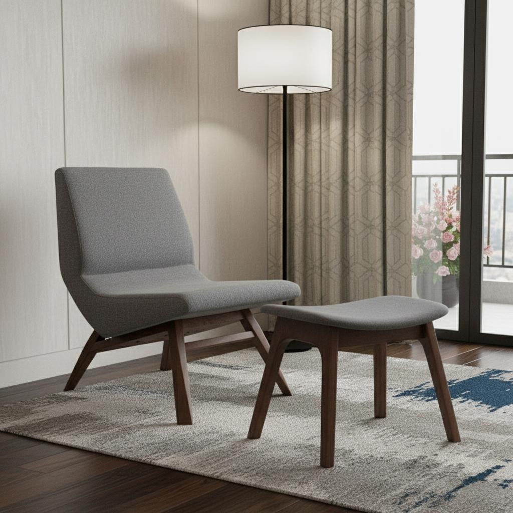 22" Gray Contemporary Lounge Slipper Chair