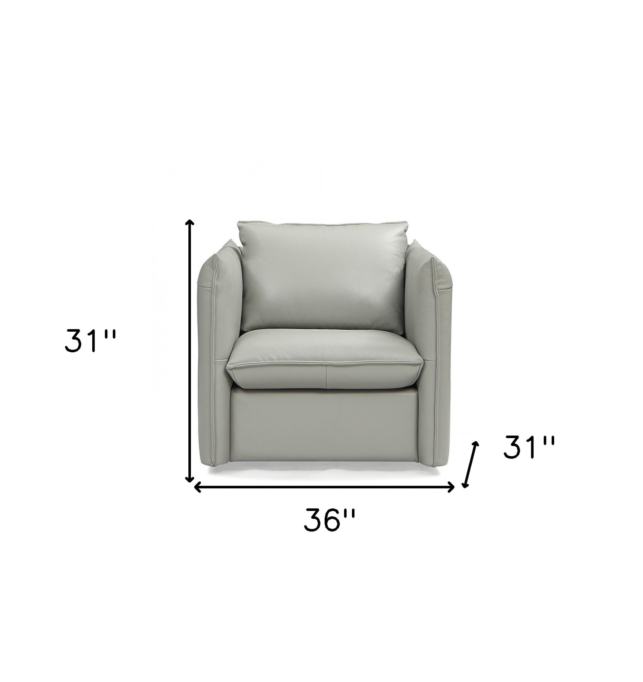 36" Leather Cushion Back Swivel Club Chair