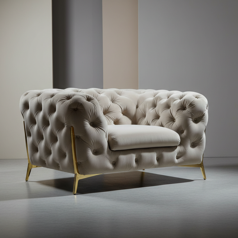 50" Velvet Tufted Modern Chesterfield Chair