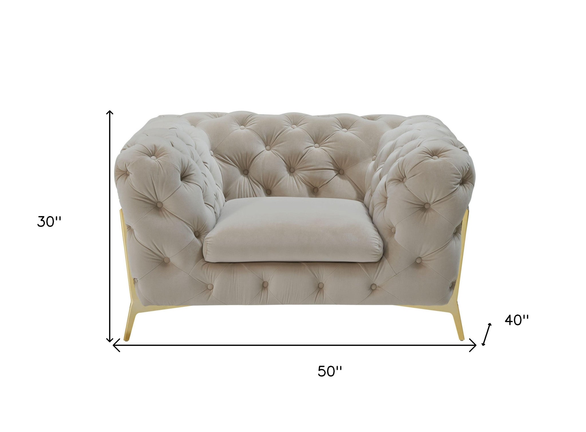 50" Velvet Tufted Modern Chesterfield Chair