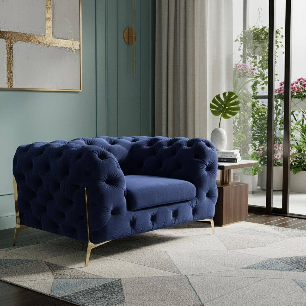 50" Velvet Tufted Modern Chesterfield Chair
