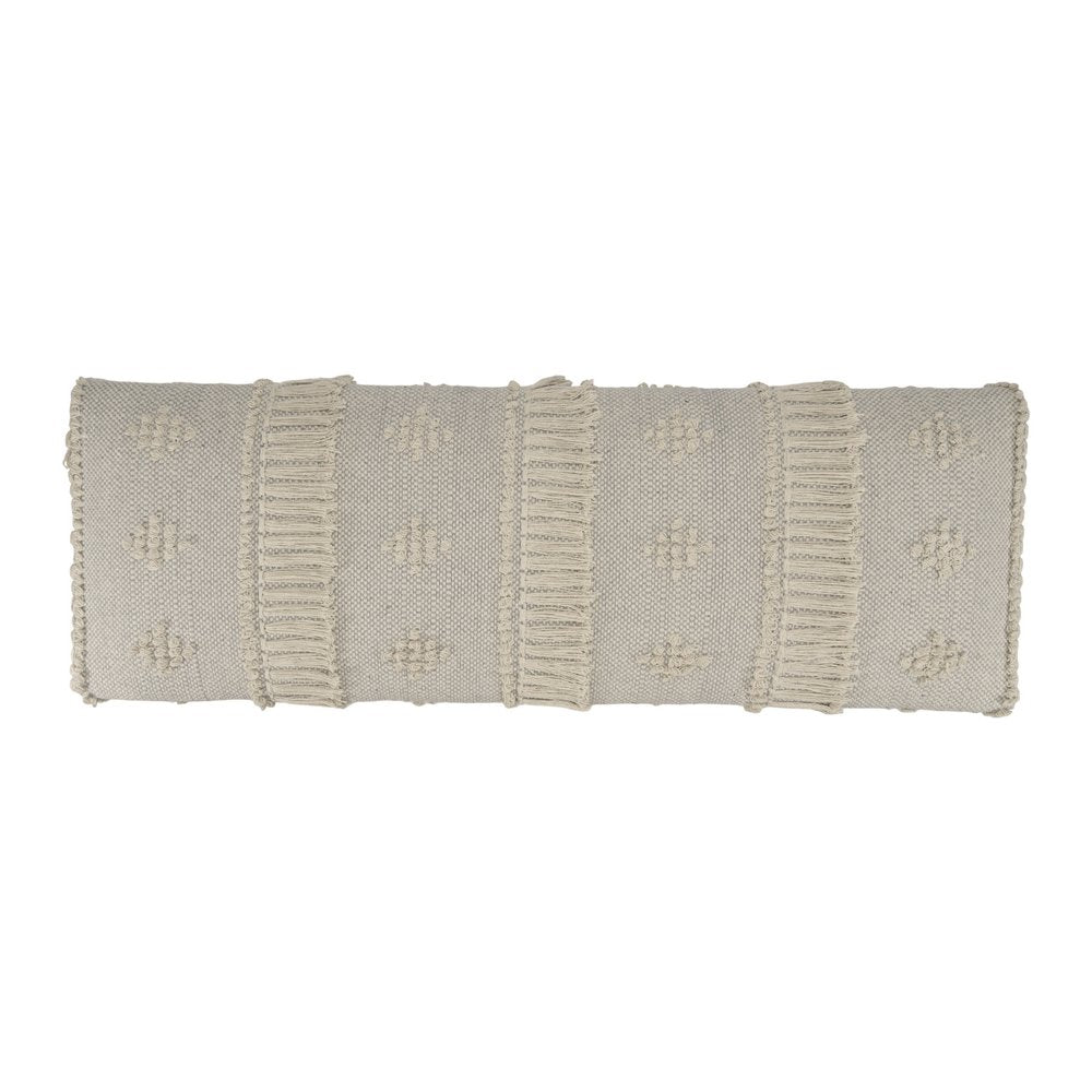 47" Cream Textured Cotton Coastal Bench
