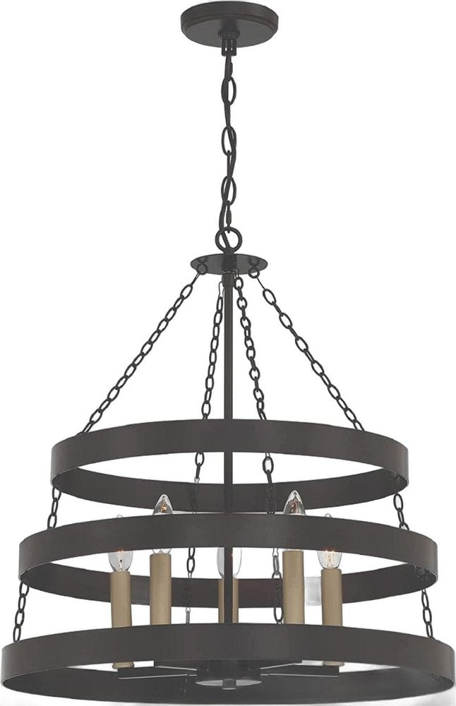 22" Black Ring Caged Chandelier